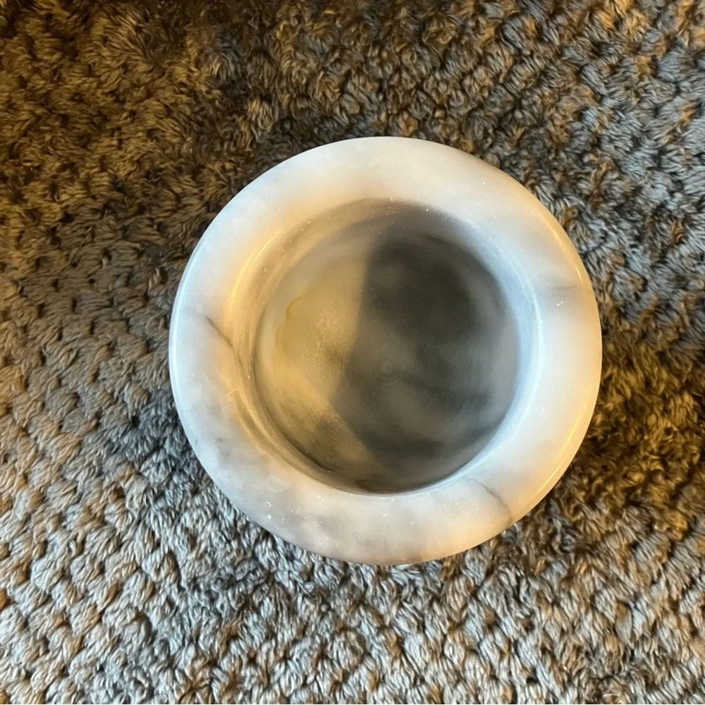 White & Grey Solid Marble Apothecary MORTAR Grinding Bowl Spices Heavy No Pestle